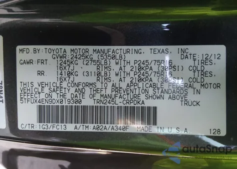 2013 Toyota Tacoma z USA, uszkodzony, nr VIN 5TFUX4EN9DX019300